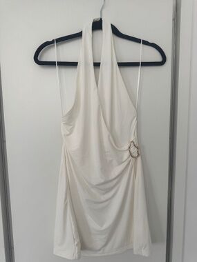 Charcoal clothing white wrap mini dress